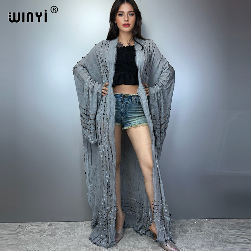 Young Women'S Formal Wear - WINYI summer kimono Hand dyed cardigan