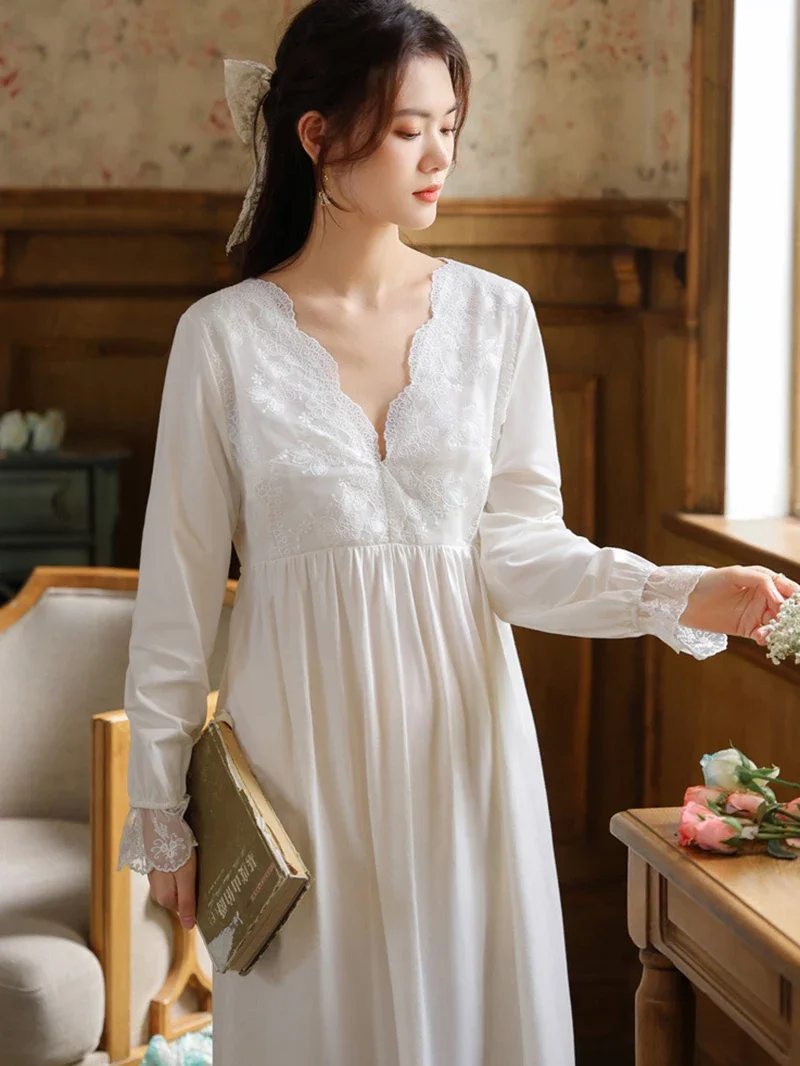 Victorian Women'S Formal Wear - Women Cotton Ruffles Lace V-Neck Vintage