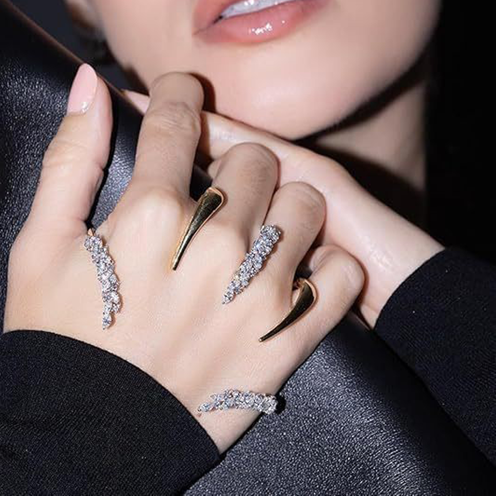 Women Formal Wear Look - Edgy Wheat-Shape Crystal Open Bangle –