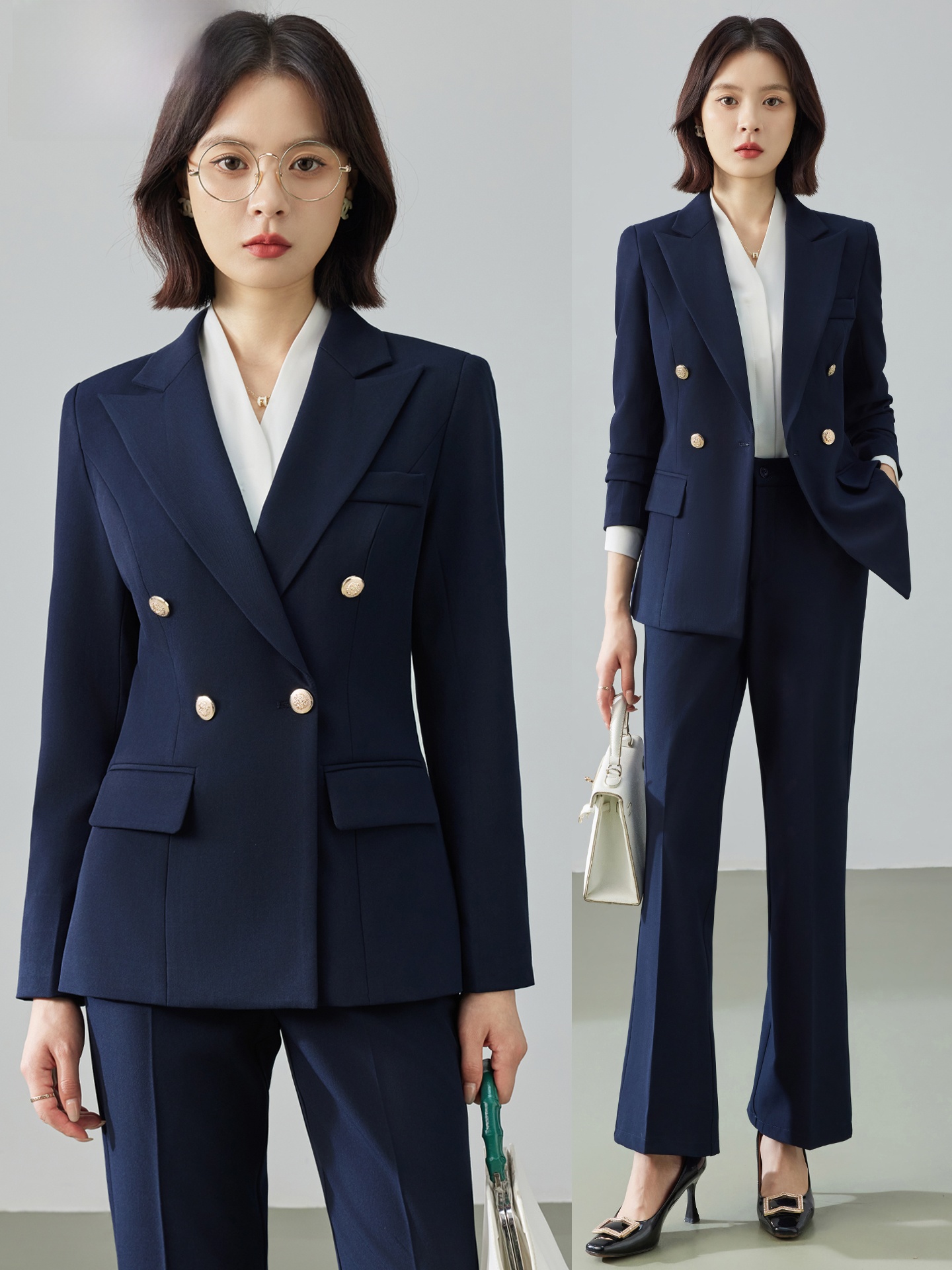 Women Formal Wear Look - Cobalt Blue Suit Set for Women