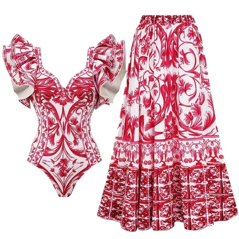 Printed One Piece Swimsuit for - Monochrome Suit Set ulasan dan harga