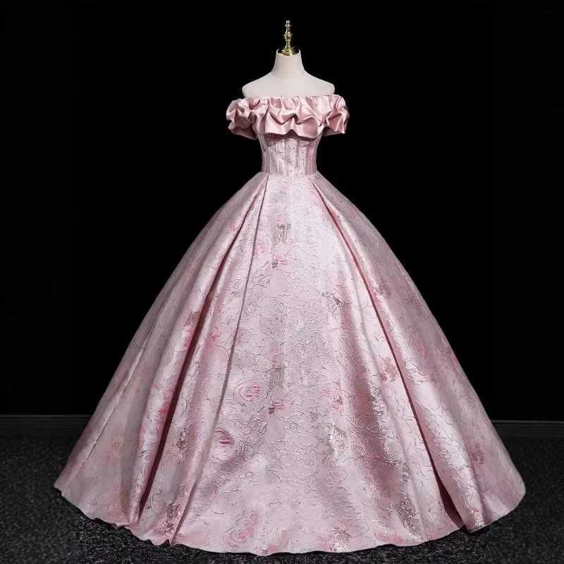 Elegant Pink Off-the-Shoulder  - Victorian Women'S Formal Wear ulasan dan harga