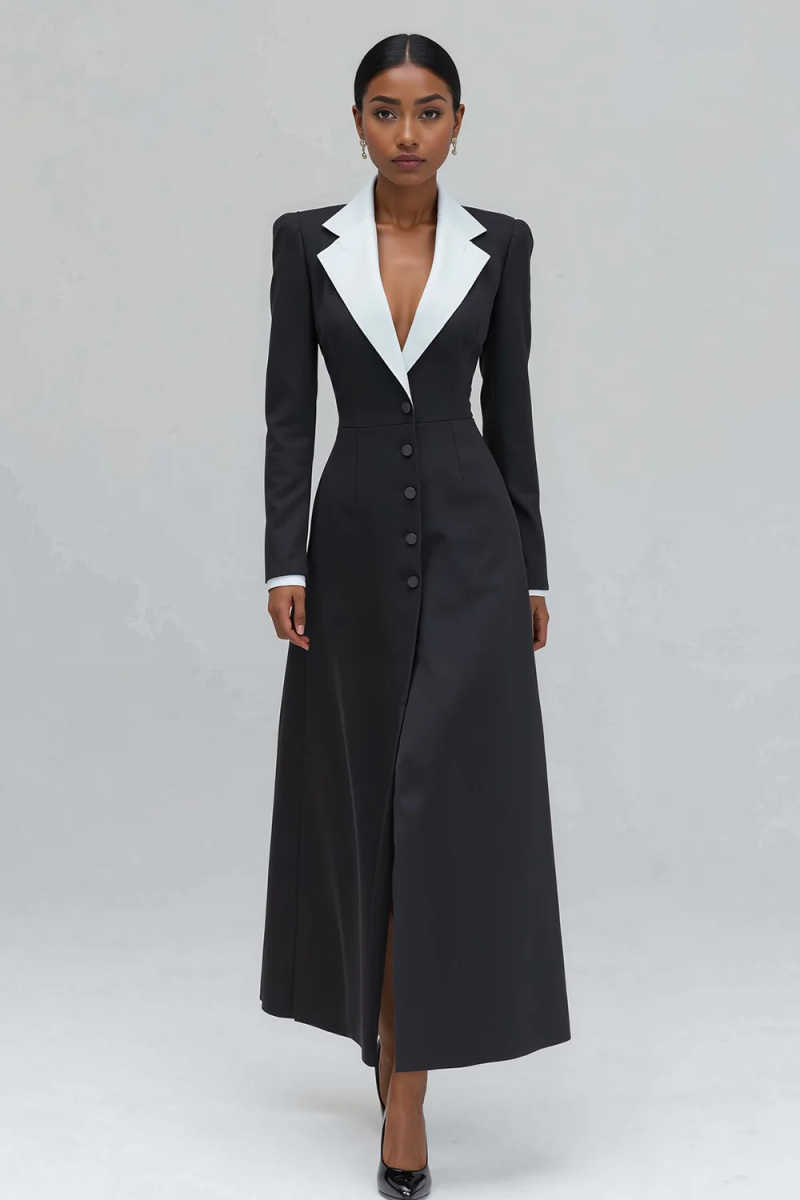 A Line Women Long Blazer Jacke - Women Formal Wear With Tie ulasan dan harga