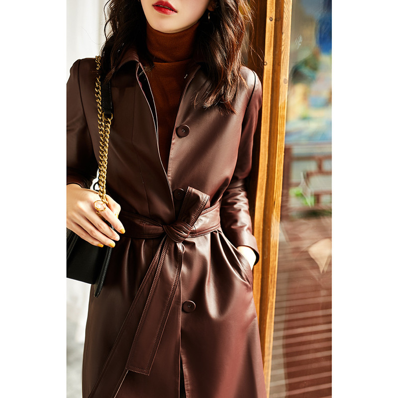 Women's Large Size Leather Coa - Trench Coat Formal ulasan dan harga