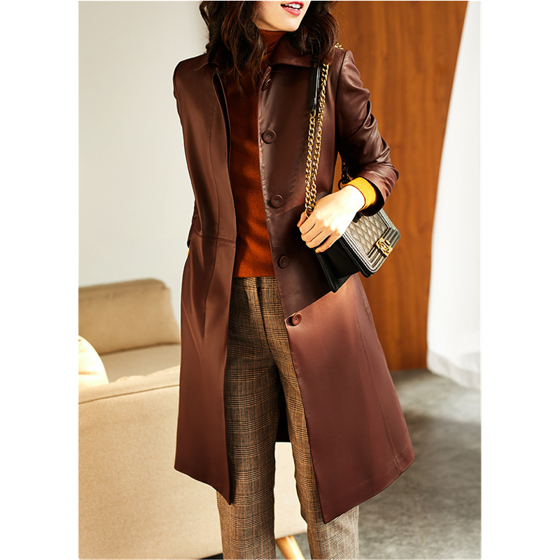 Women's Large Size Leather Coa - Trench Coat Formal ulasan dan harga