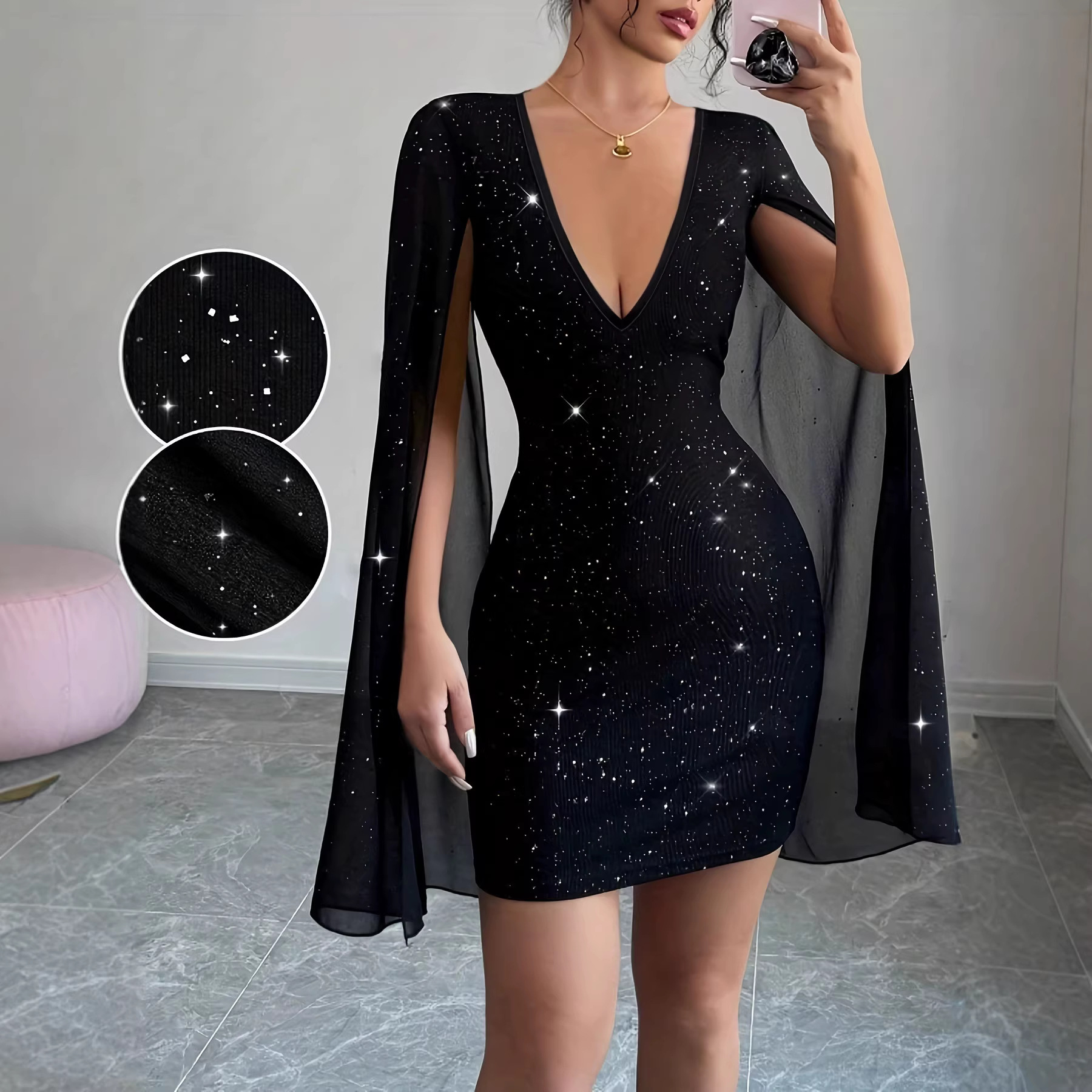 V Neck Bodycon Midi Dress Eleg - Women'S Elegant Formal Wear ulasan dan harga