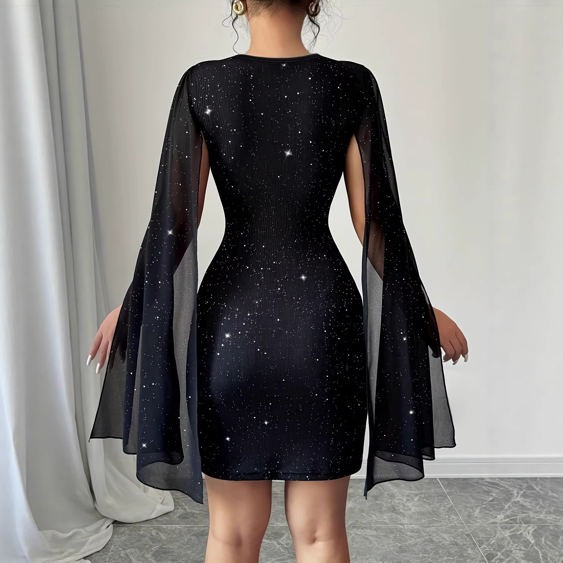 V Neck Bodycon Midi Dress Eleg - Women'S Elegant Formal Wear ulasan dan harga