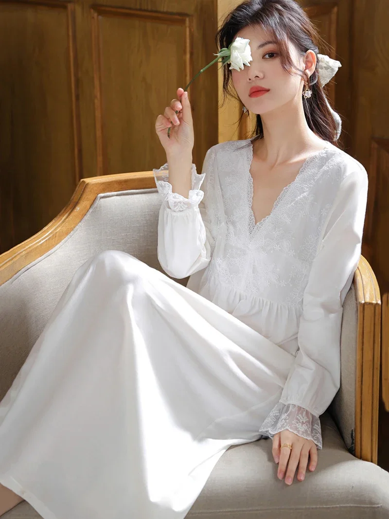 Women Cotton Ruffles Lace V-Ne - Victorian Women'S Formal Wear ulasan dan harga