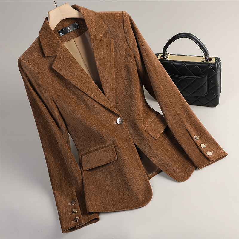 Yellow Gold Velvet Blazer Wome - Women'S Formal Wear Suit ulasan dan harga