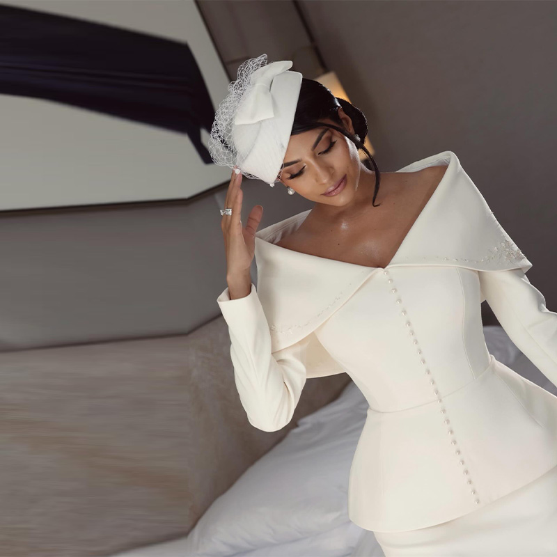 Elegant French White Peplum Tw - Women'S Elegant Formal Wear ulasan dan harga