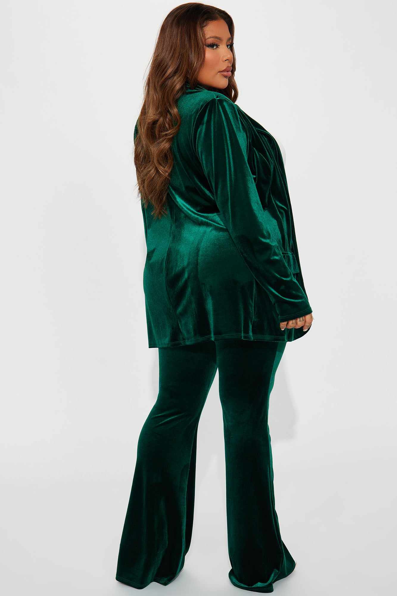 Green Velvet Women Pants Suits - Women Formal Wear With Tie ulasan dan harga