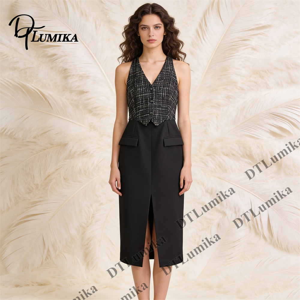 Tweed & Crepe Contrast Dress,  - Women Formal Wear Look ulasan dan harga