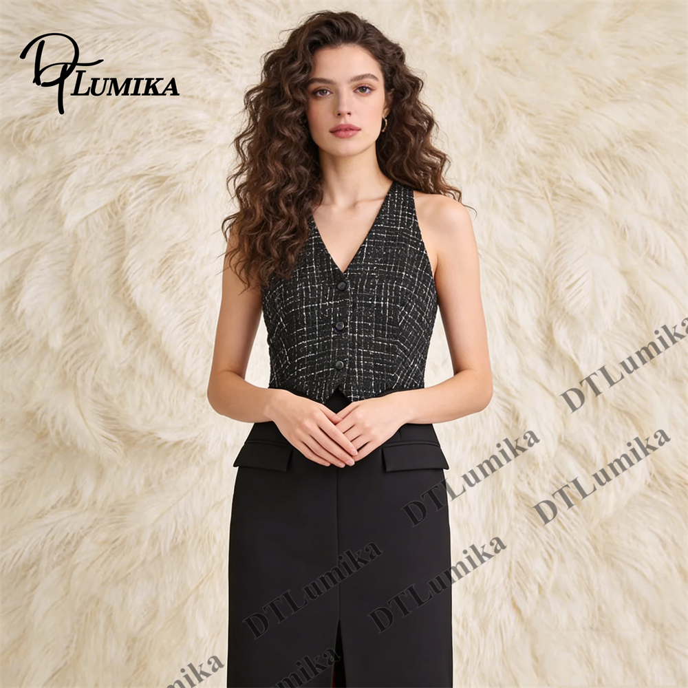 Tweed & Crepe Contrast Dress,  - Women Formal Wear Look ulasan dan harga