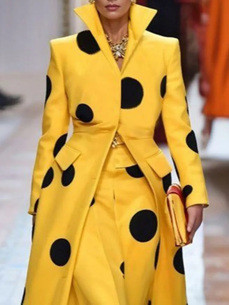 Gymystars Polka-Dot Woolen Coa - Trench Coat Formal ulasan dan harga