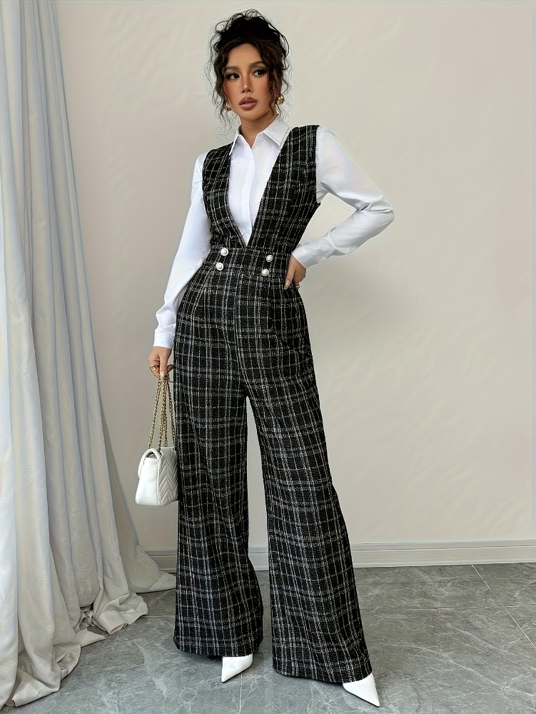 Women High Waist Wide Leg Plai - Women'S Elegant Formal Wear ulasan dan harga