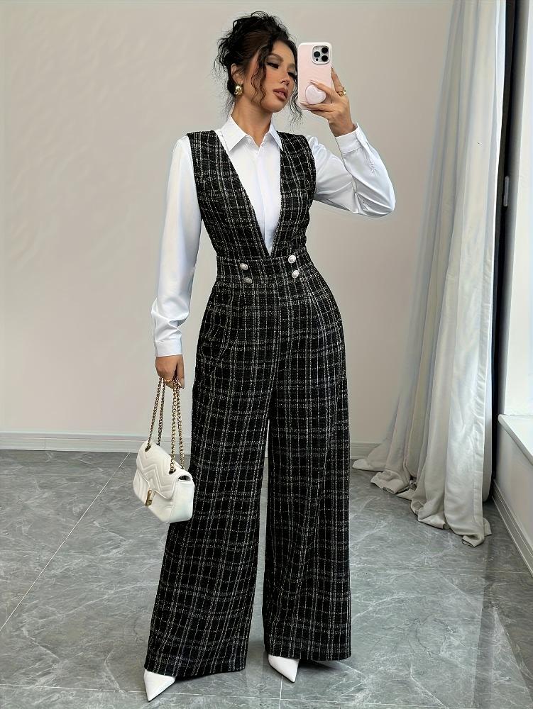 Women High Waist Wide Leg Plai - Women'S Elegant Formal Wear ulasan dan harga