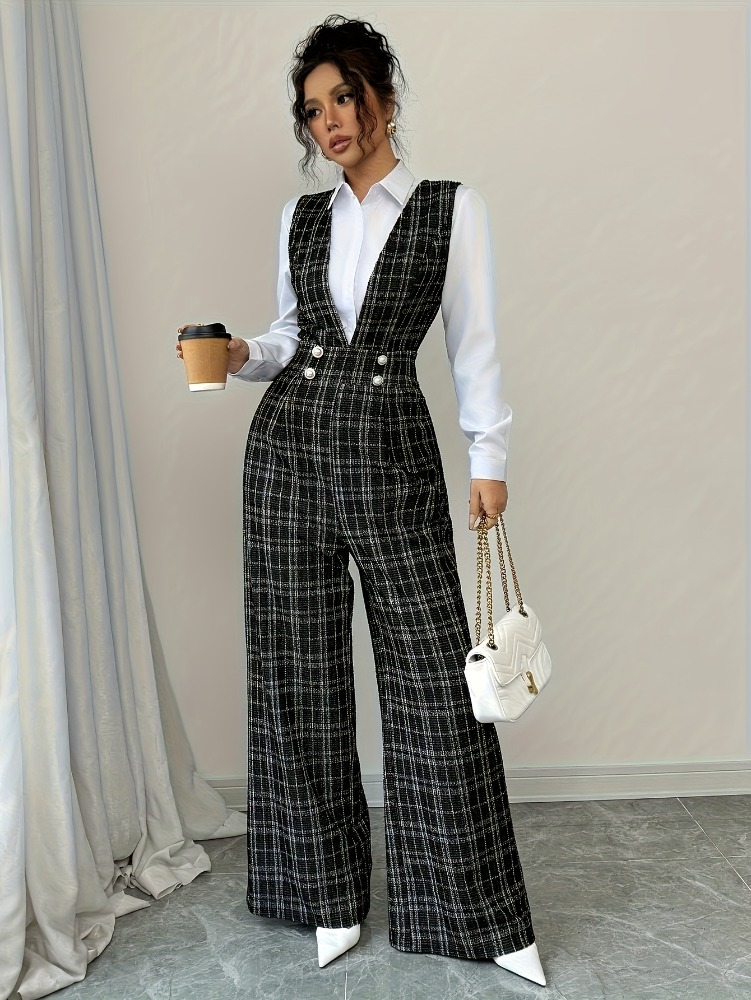 Women High Waist Wide Leg Plai - Women'S Elegant Formal Wear ulasan dan harga