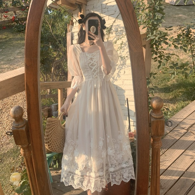 French Vintage Midi Dress Wome - Victorian Women'S Formal Wear ulasan dan harga