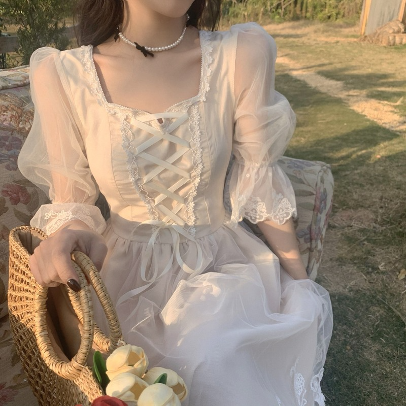 French Vintage Midi Dress Wome - Victorian Women'S Formal Wear ulasan dan harga