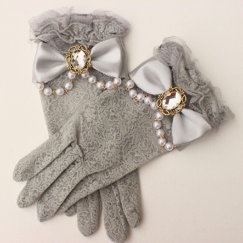 Retro Cream Lace Gloves with 3 - Victorian Women'S Formal Wear ulasan dan harga